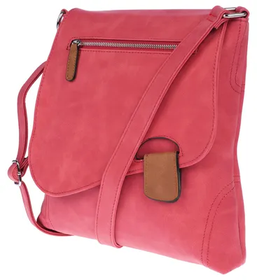 Produktbild von Christian Wippermann große Damen Tasche Umhängetasche Handtasche Crossover Leder Optik Rot