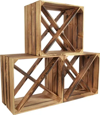 Produktbild von CHICCIE 3 Set Weinregal Wino aus Holz - Geflammt X Regal