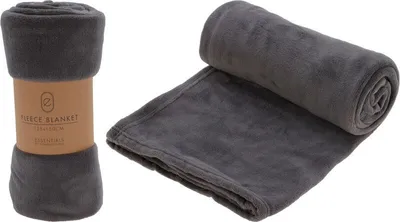 Productafbeelding van H&S Fleece deken - donkergrijs - 125 x 150 cm - polyester - geruit