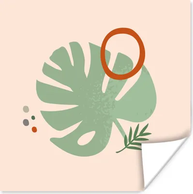 Produktbild von MuchoWow® Poster Blätter - Sommer - Minimalismus 75x75 cm - Wand Dekoration
