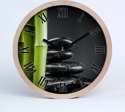 Produktbild von Holzuhr 20fi cm wanduhr - schwarze Spitzen - Bambus