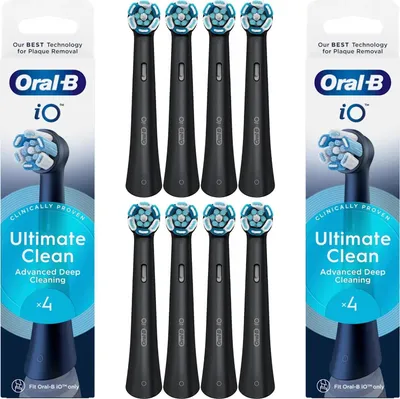 Produktbild von Oral-B iO ULTIMATE CLEAN Schwarz Aufsteckbürsten für elektrische Zahnbürsten, 8 Stück