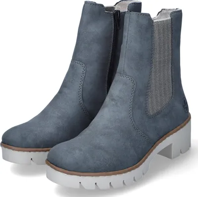 Produktbild von Rieker Damen Stiefeletten/ Chelsea Boots Blau Kunstleder Größe: 38