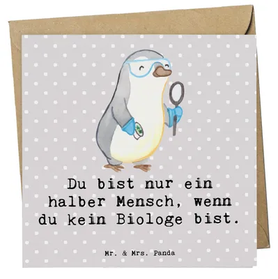 Produktbild von Mr. & Mrs. Panda Grußkarte Biologe Herz - Grau Pastell - Geschenk, Master, doppelkarte, Klappkarte, Bachelor, Studium, Glückwunschkarte, Spruch, Labor, anlasskarte