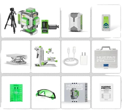 Obrázek produktu pro Laserový nivelační přístroj Huepar, 16 řádků, vysoká přesnost ±2 mm, SET-6