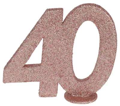 Produktbild von 40. Geburtstag roségold glitzer Tischdekoration 11x 10 cm Zahl 40