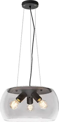 Productafbeelding van Rabalux 3190 Hanglamp met 3 spots, model Ursula, fitting E27, zwart-grijs, rond, modern, diameter 400 mm