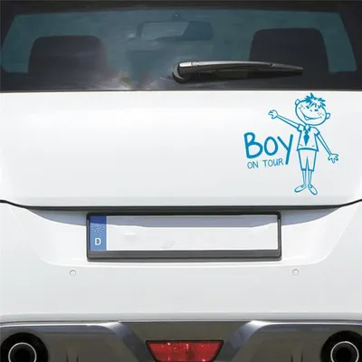 Produktbild von Auto Aufkleber Junge an Bord on Tour Baby Board 15x16 cm Hellblau Sticker Heckscheibenaufkleber