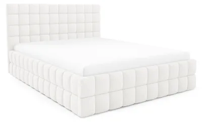 Produktbild von Polsterbett ARDELLO mit Bettkasten|Bett 180x200|Doppelbett mit Stauraum und Lattenrost|Boxspringbett-Optik|ohne Matratze|Schlafzimmer-Weiß