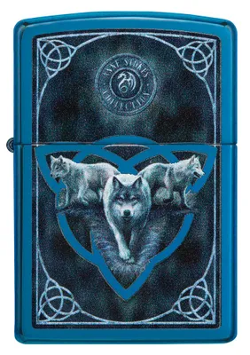 Obrázek produktu pro ZIPPO - Anne Stokes - Modrý vysoce leštěný zapalovač Wolf Pack Blue Polished Storm Refillable Petrol 60006197