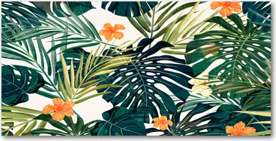 Produktbild von Tulup® Leinwandbild -100x50 cm - Wandkunst - Drucke auf Leinwand - Leinwanddruck  - Blumen & Pflanzen - Grün - Tropische Blätter
