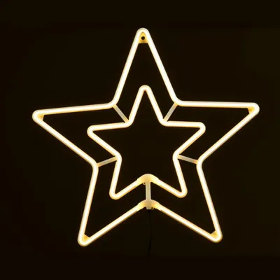 Immagine prodotto di ACA Stella di Natale illuminata per esterni, 300 LED, doppio tubo al neon da 3 m, bianco caldo, IP44, 55 cm, cavo di alimentazione da 1,5 m X083001415