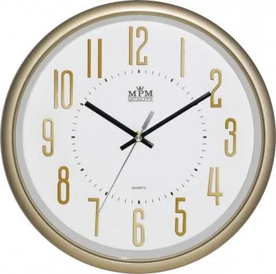 Obrázok produktu pre Nástenné hodiny MPM, 3171.8000 - zlatá/biela, 31cm