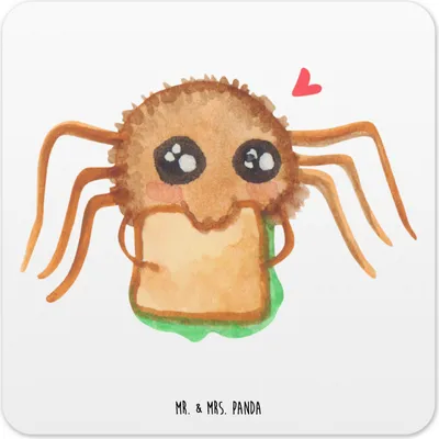 Produktbild von Mr. & Mrs. Panda Untersetzer für Gläser Spinne Agathe Sandwich 15er Set - Weiß - Geschenk, Hunger, Coaster, Alles Wird gut, Tassenuntersetzer, Tischuntersetzer, Mut