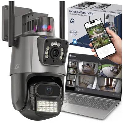 Produktbild von Überwachungskamera Außen WLAN 2 Objektive 360° PTZ 4MP Nachtsicht Bewegungserkennung App IP Kamera Outdoor Sicherheitskamera, KI-generiertes Bild