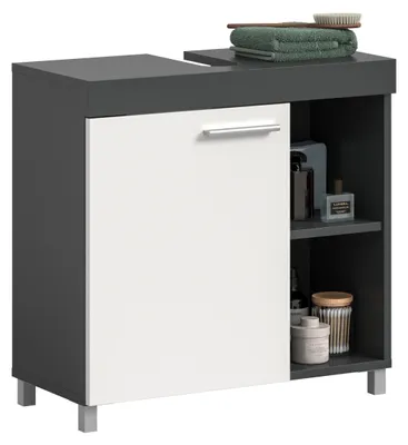 Productafbeelding van xonox.home Onderkast voor wastafel, model Noah, antraciet/wit, afmetingen: 65x63x31 cm