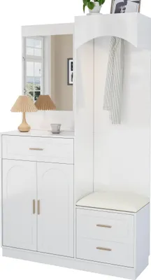 Immagine prodotto di Sweiko Armadi moderni e compatti, combinazione di armadio e scarpiera, mobile da ingresso, scaffale multifunzionale con specchio