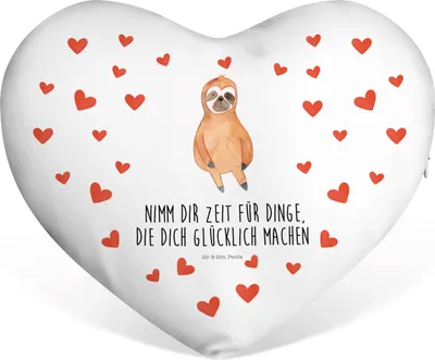 Produktbild von Mr. & Mrs. Panda Dekokissen Faultier Zufrieden - Weiß - Geschenk, Valentinstags Kissen, Glück, Kuschelkissen, Geburtstagskissen, Sofakissen, Pause, Liebe, glücklich, Ruhe