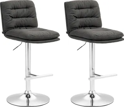 Produktbild von CLP Barhocker Damar Stoff höhenverstellbar und drehbar | Farbe dunkelgrau Gestell Farbe chrom