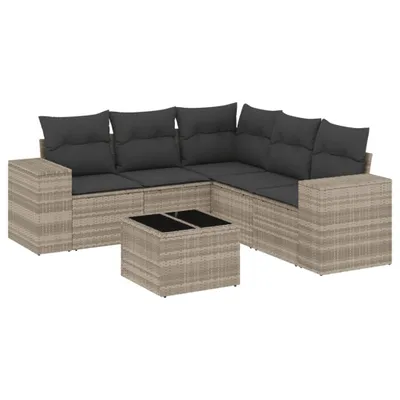 Produktbild von vidaXL 6-tlg. Garten-Sofagarnitur mit Kissen Hellgrau Poly Rattan