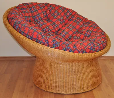 Produktbild von XXL Rattansessel , Rattan Papasan Sessel inkl. hochwertigen Polster , honigfarben , D 110 cm , dicht geflochten