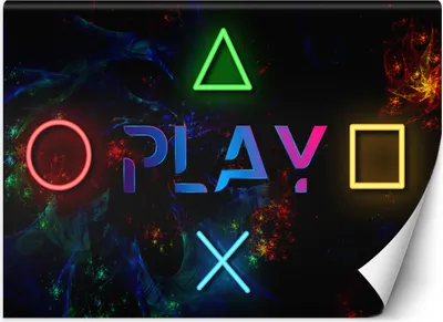 Produktbild von Vlies fototapete Spielbeschriftung und Tasten für Controller 300x210 cm Feeby Lila inkl. Kleber einfache Montage