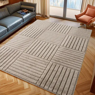 Zdjęcie produktu dla Ayyildiz | Nowoczesny dywan 3D Art – 160 cm x 230 cm – beżowy – elegancki geometryczny wzór