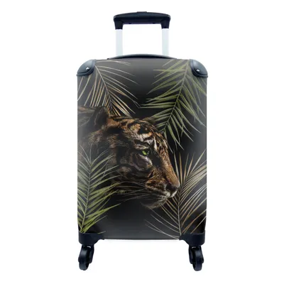 Obrázek produktu pro Kufr Příruční zavazadlo na kolečkách Malý cestovní kufr na 4 kolečkách Tygr - Rostliny - Palm - Velikost kabiny < 55x40x23 cm a 55x40x20 cm -
