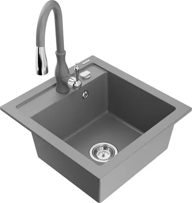 Produktbild von Mexen Vito 1-Becken-Granit-Spüle mit Mischbatterie Savita, Grau - 6503-71-672601-71