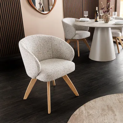 Produktbild von riess-ambiente Drehstuhl WALKÜRE beige natur Eichenholz mit Taschenfederkern und Armlehne