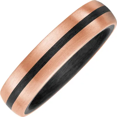 Produktbild von Partner-Ring Fingerring Carbon mit 585 Gold Rotgold mattiert schwarzer Streifen Innenumfang 64mm  Ø20.4mm