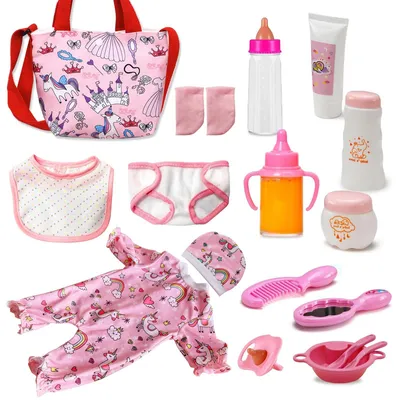 Zdjęcie produktu dla Zestaw akcesoriów dla lalek - do lalek o wysokości 43 cm - różowy