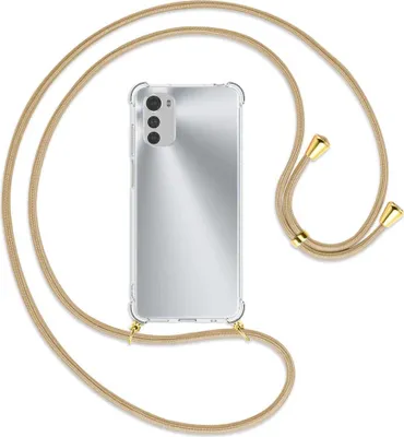 Produktbild von Handykette Backcover-Schutzhülle mit Band (Metall goldfarben) für Motorola Moto E32, Moto E32s - caramel