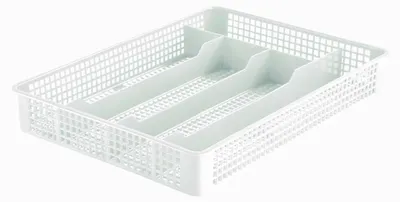 Produktbild von Besteckkasten 5-Fächer durchbrochen 31x23x4,5 cm Weiß