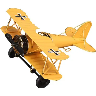 Image de Bricolage d'avion en métal vintage, modèle d'avion rétro, ornements d'avion à deux étages