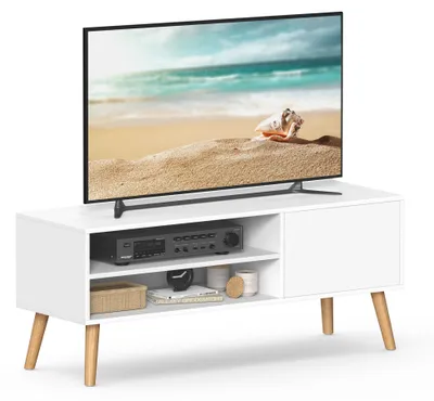 Obrázok produktu pre Tv Skrinka Lowboard Tv Skrinka Pre Televízory Do 55 Palcov 120 Cm Tv Stojan Do Obývačky Priemyselný Dizajn Biely