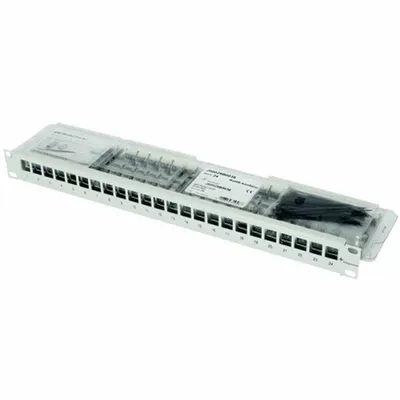 Produktbild von TELEGÄRTNER 19"-Modulträger 1 HE, mit 24 AMJ-Modulen Cat.6A (Class EA) (ISO/IEC), grau