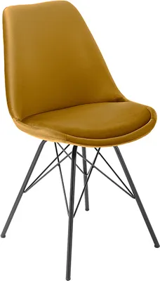 Produktbild von riess-ambiente Design Stuhl SCANDINAVIA MEISTERSTÜCK senfgelb Samt schwarze Metallbeine Esszimmerstuhl Essstuhl