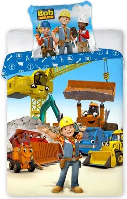 Produktbild von Kinderbettwäsche Bob der Baumeister Garnitur 100x135 cm + 40x60 cm - Bob 006