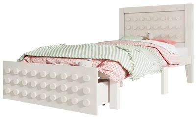 Obrázok produktu pre Jednolôžková posteľ – Detská posteľ – Posteľ pre mládež – Biela posteľová konštrukcia z MDF – Úložný priestor – Rošt – 90x190 cm