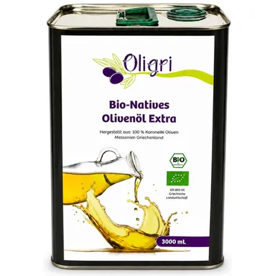 Produktbild von Oligri Bio Olivenöl Nativ Extra 3 Liter – Koroneiki aus Griechenland