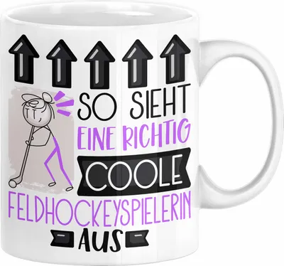 Produktbild von Feldhockeyspielerin Geschenk Tasse Geschenkidee für Feldhockeyspielerin Geburtstag Weihnachten Spruch So Sieht Eine Richtig Coole Feldhockeyspielerin Aus Kaffee-Becher  (Weiß)