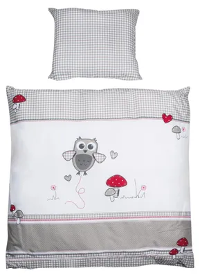 Produktbild von roba Babybettwäsche Adam & Eule 80x80 cm - 2-teiliges Set für Wiege & Stubenwagen - Unisex Babybettwäsche aus Baumwolle