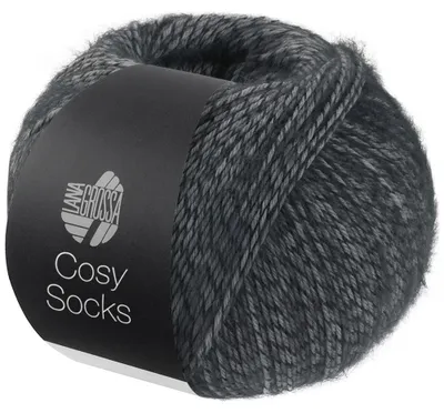 Produktbild von Lana Grossa Meilenweit 100 g COSY SOCKS 400 m Flauschige Merino-Sockenwolle Farbe 007 - Dunkelgrau