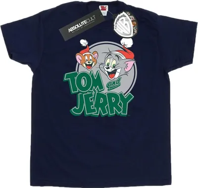Produktbild von Tom And Jerry - "Christmas Greetings" T-Shirt für Herren BI52088 (L) (Marineblau)