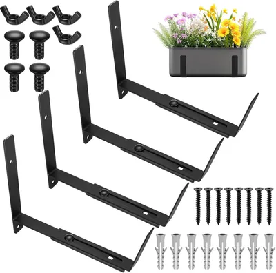 Imagen del producto de Soportes ajustables para macetas, de metal, de 15 a 30 cm, para balcones y terrazas