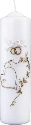 Produktbild von Hochzeitskerze "Herzen" 250 x 70 mm mit Namensverzierung aus hochwertigen Wachsbuchstaben und Sichtkarton