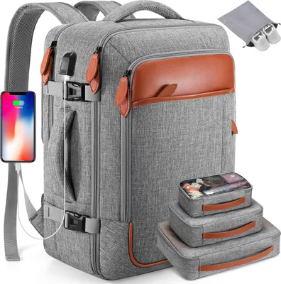 Produktbild von MODFU Laptoprucksack Laptop Rucksack 40LWasserbeständig Laptoptasche für 18 zoll Laptop mit USB-Anschluss, Anti-Diebstahl, Backpack mit Laptopfach,Grau