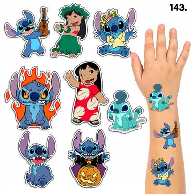 Image de Stitch Temporary Washable Tattoos for Kids - 8 El. / 150 Patterns.