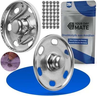 Obrázek produktu pro Stříbrné druky 6 mm, 20 párů, na oděvy, šití
